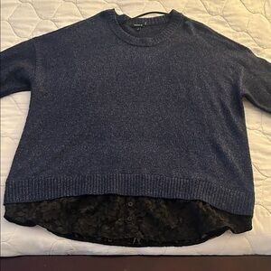 Torrid Vegan Cashmere Women's Blue Sweater with Lace Hem